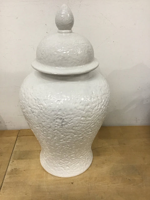 19" Apropos Textured White Ceramic Ginger Jar