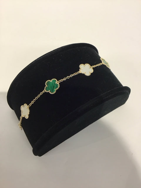 Van Cleef Style Gold MOP/Malachite Bracelet
