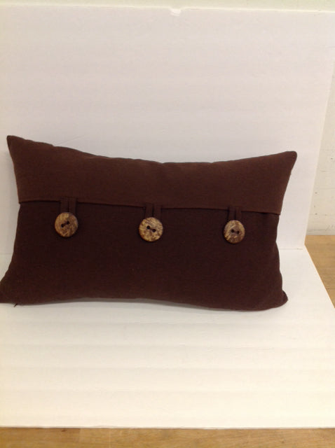 Brown Linen Pillow w/Buttons