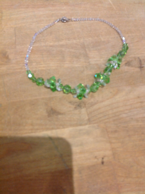Necklace- Beaded Green Glass