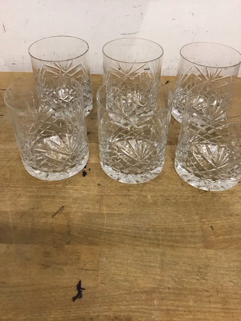 Set Of 6 4" Vintage Crystal Old Fashioned Stemware