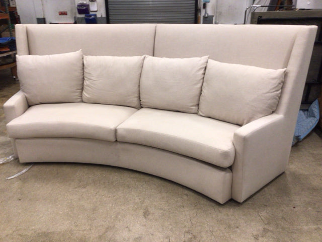 Custom Curved High Back Fabric Sofa W/4 Pillows