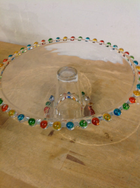 10" Beaded Glass Cake Stand