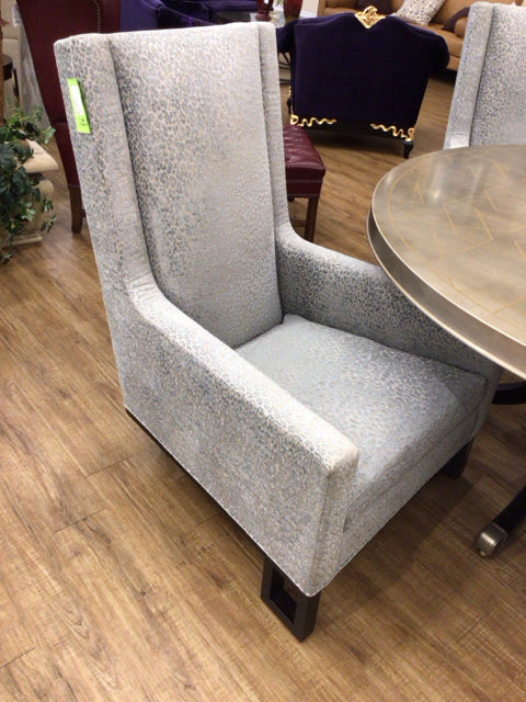 High Back Silver/Blue Cheetah Print Chair