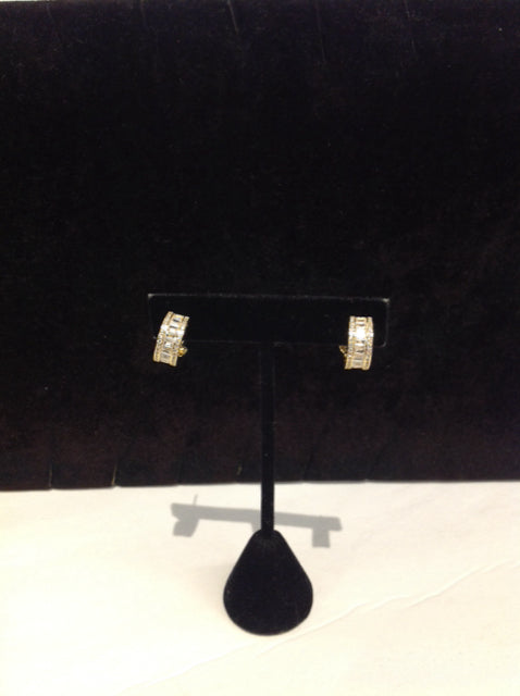Cartier Style Gold 925 Earrings w/Stones