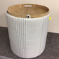 17" Cream & Grey Fabric Tray Top/Storage Ottoman