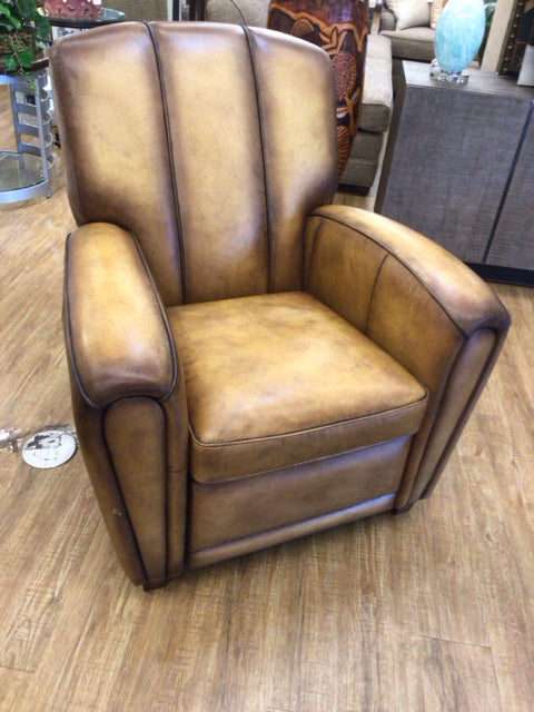 Pottery Barn Cognac Manual Reclining Distressed Arm Chair