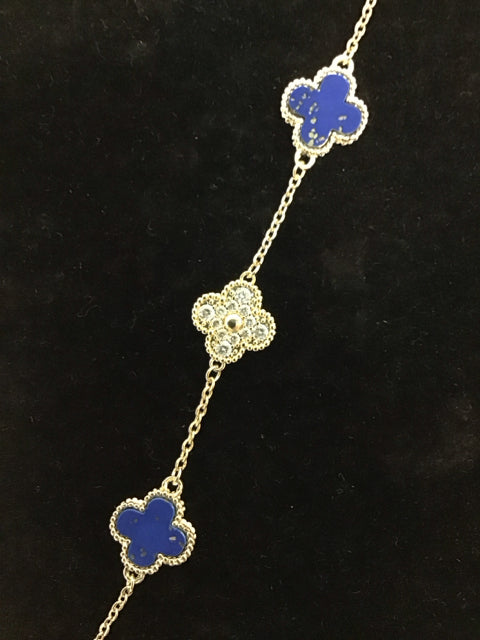 Van Cleef Style Lapis Lazuli Gold/Pave Bracelet