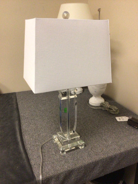Cut Glass Table Lamp W/Shade