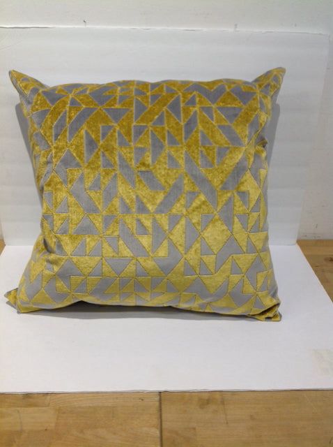 Grey/Gold Chenille Design Velour Pillow