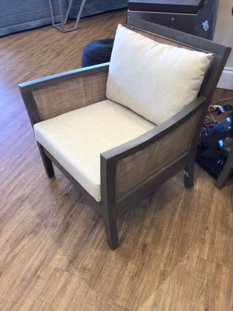 Grey Wood/Cain Arm Chair