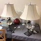 AS-IS Pair Of RH Crystal Ball Table Lamps W/ Shades(Shade Bent)
