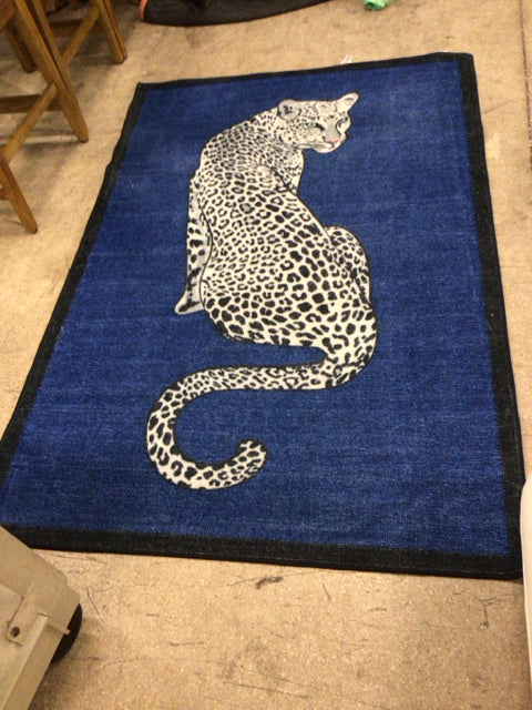 50 X 74 Blue Leopard Rug