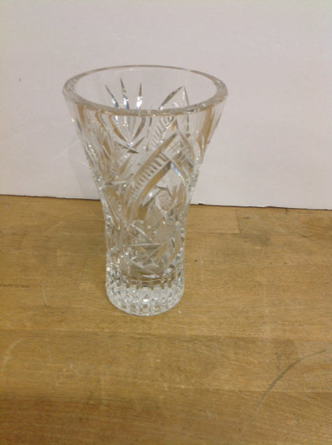 7" Carved Crystal Vase