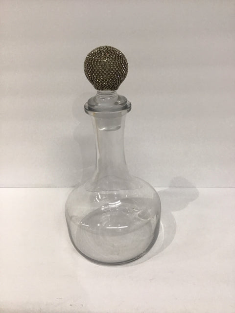 13" Glass Decanter w/Rhinestone Stopper
