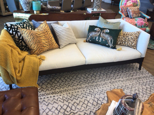 Cream Two Seat Fabric Sofa