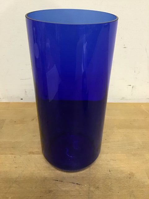 11" Cobalt Blue Glass Cylinder Candle Holder