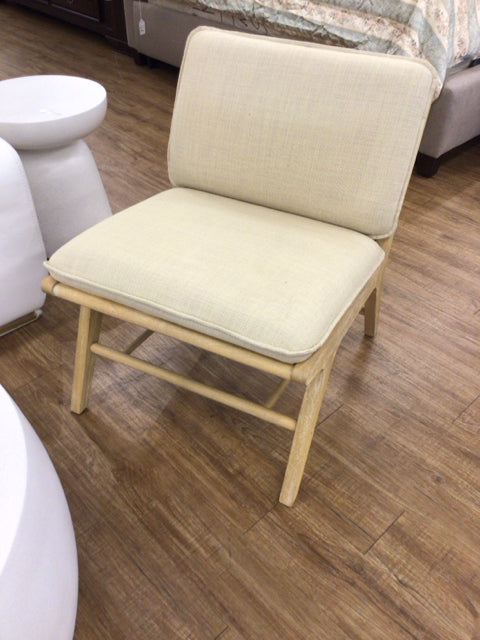 Tan Upholstered/Cain Slipper Chair