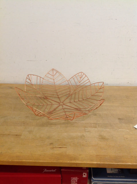 20" Copper Like Metal Leaves Tray