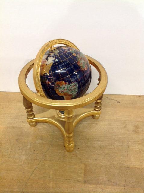 5" Stone Globe in Gold Metal Holder