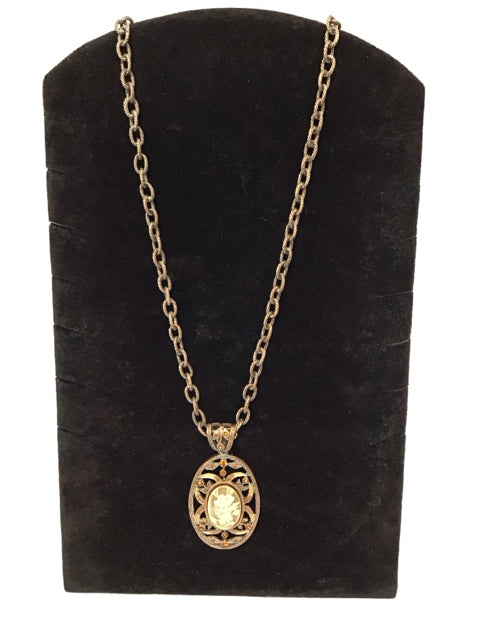 Barse Bronze Necklace w/Cameo Stone Pendant