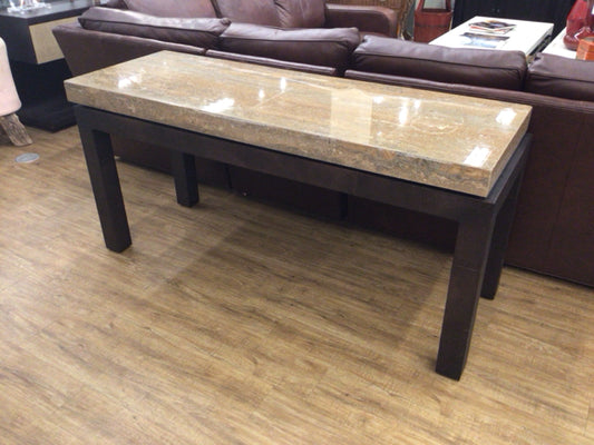 63" X 22 1/8" Scan Design (?) Made In Italy Stone Top Console Table