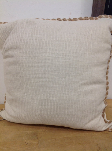 Pillow- 18" Cream Jute Trim