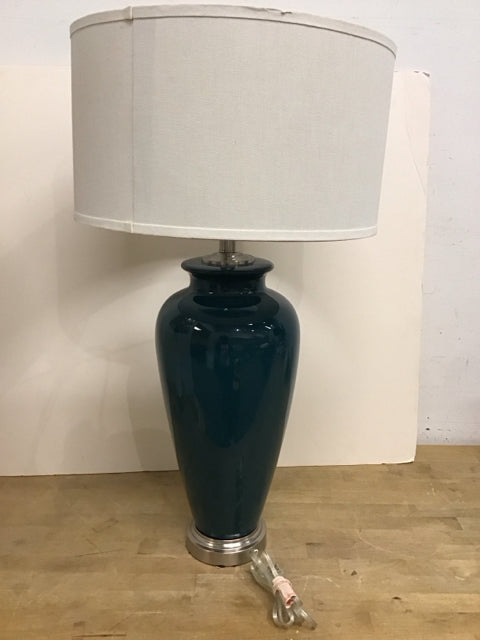 30" Blue Ginger Jar Lamp w/Shade