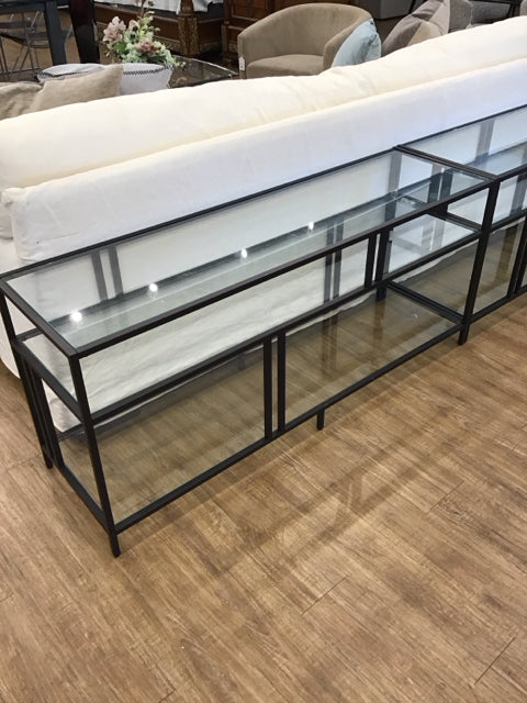 Glass/Black Metal 2-Level Console