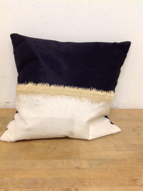 Black/Tan Pillow w/Gold Stripe
