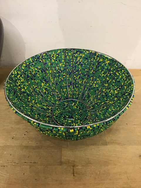 9.5" Beaded Metal Bowl