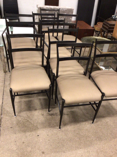 Set Of 10 Gaby Home Ward Metal & Leather Dining Chairs