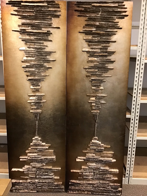 Pair Of Gold Wood Wall Sculptures