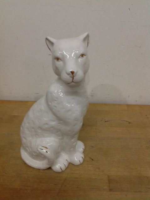 12" White Ceramic Cat