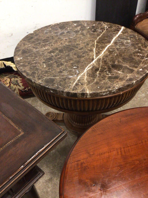 Round Stone Top End Table