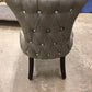 AS-IS Silver Fabric & Nailhead Chair(Light Soil/Pulled Threads)