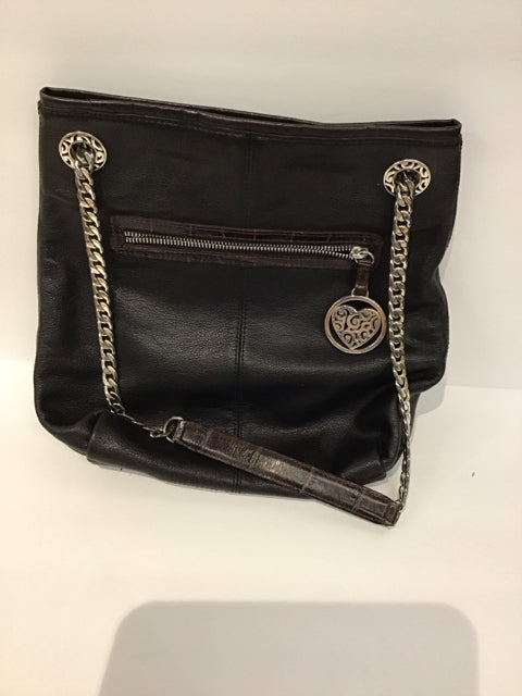 Brighton Black Leather w/Crocodile Trim