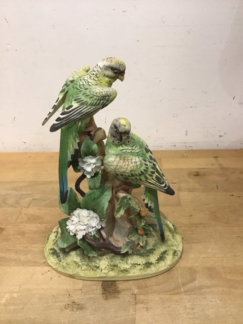 Porcelain 2 Parrot Sculpture by Andrea