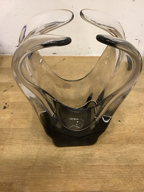 8" Clear/Black Murano Style Art Glass