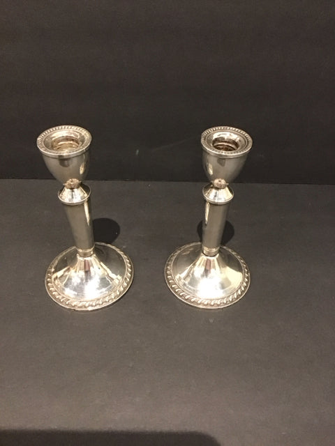 Pair 925 Silver Weighted Candle Sticks