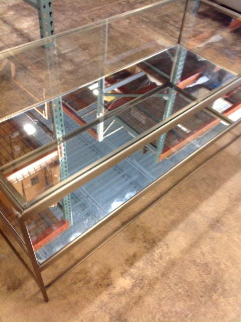 Coffee Table- W S Brass & Glass Mirror 2 Tier