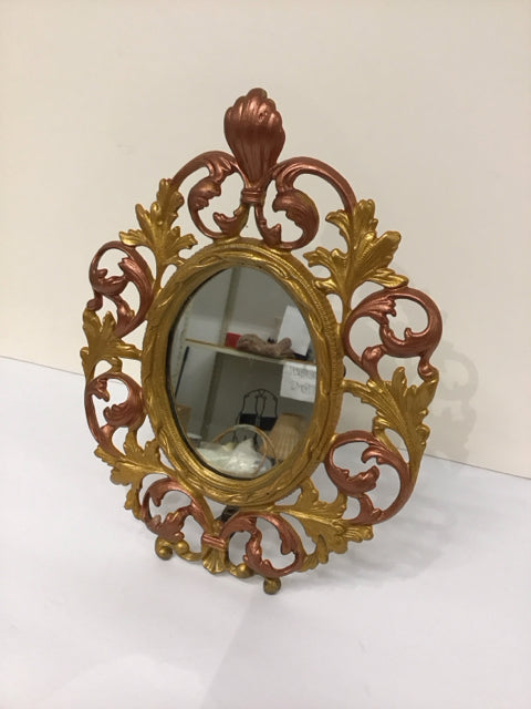 11x9 Gold/Bronze Tone Ornate Mirror