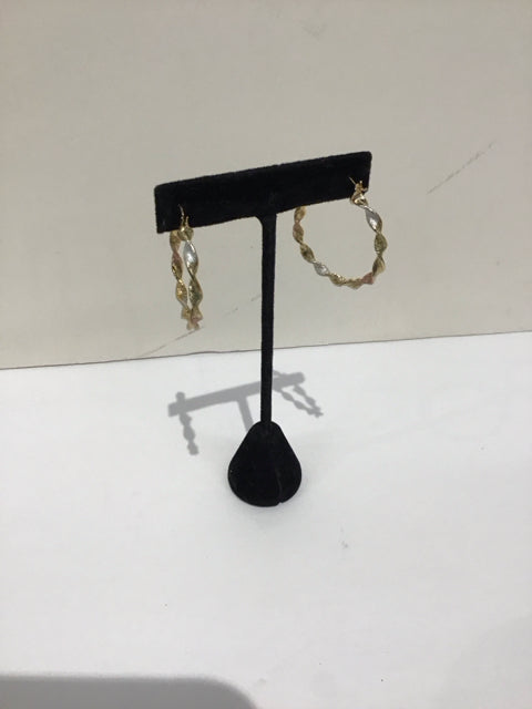 Silver/Gold Rose Gold Twisted Hoop Earrings