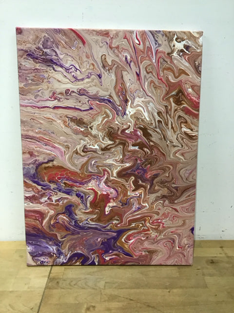 24x18 Pink Paint Flow Painting By Susan David