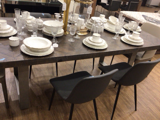 Set Of 4 Grey Vinyl Dining Chairs