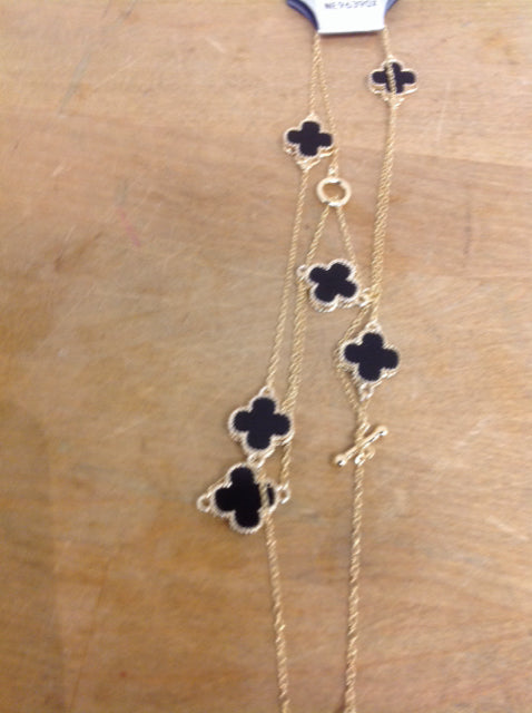 Necklace- Van Cleef Style Gold Onyx