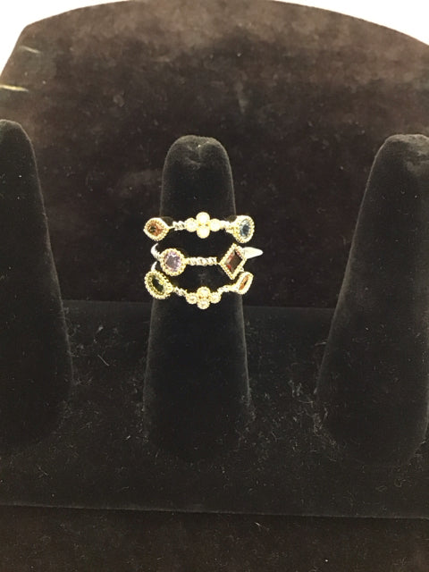 Yurman Style Silver Confetti Ring w/8 Stones