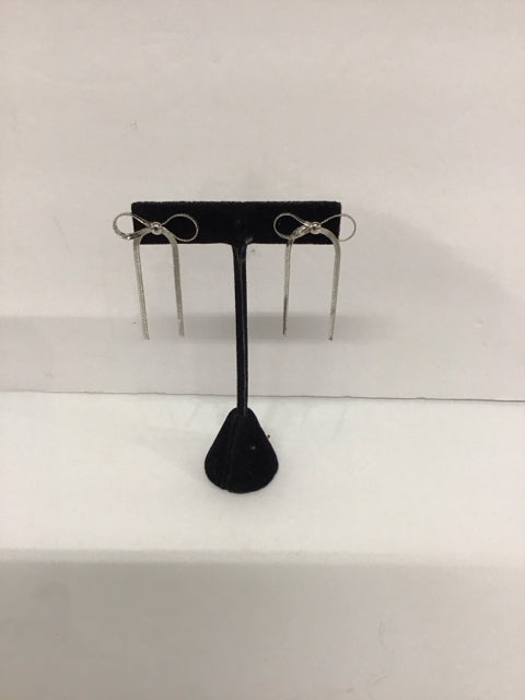 Silver Tone Ribbon Earrings