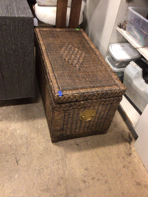 Brown Rattan Woven Chest