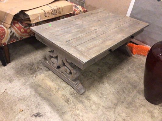 Grey Wood Two Drawer Coffee Table